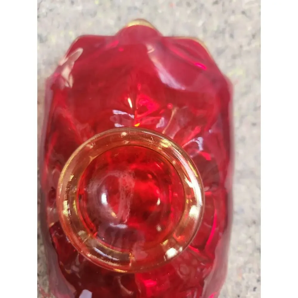 Viking Glass Ruby Red Double Crimp Folded Footed Low Bowl 7.5